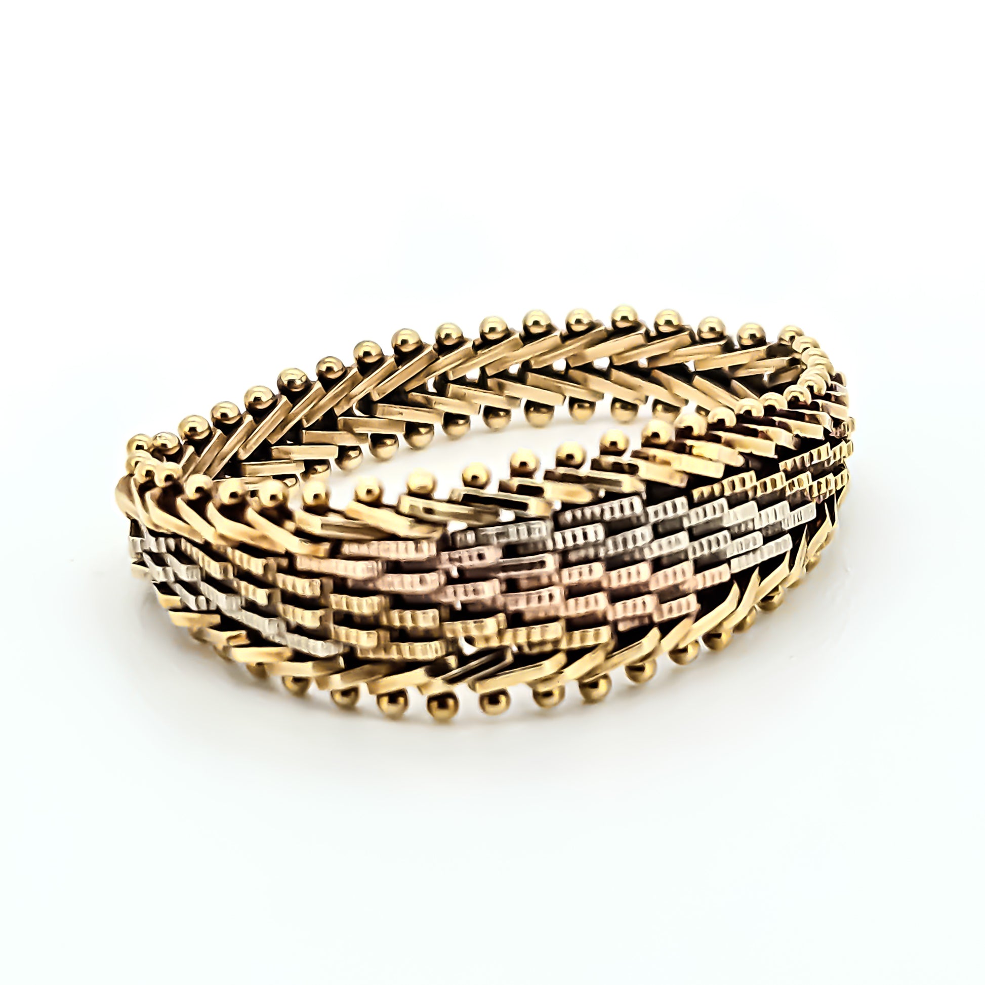 Anel Monix Trama Dourada Tricolor - 3,3g